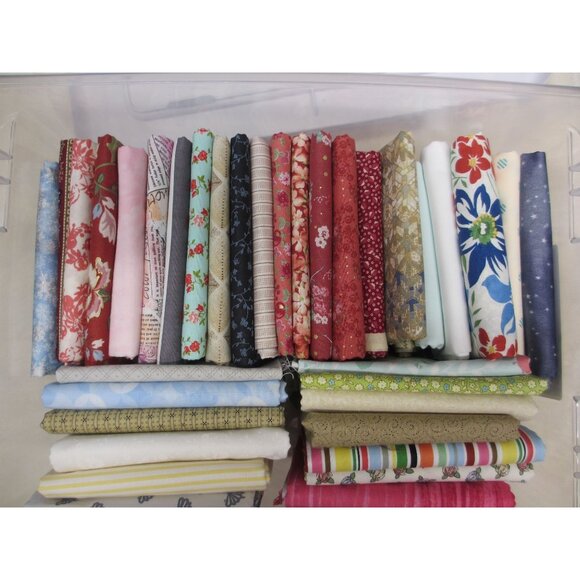 Lot of 36 Pieces of Colorful Cotton Fabric Assortment 44" W With Varied Lengths - Picture 1 of 2